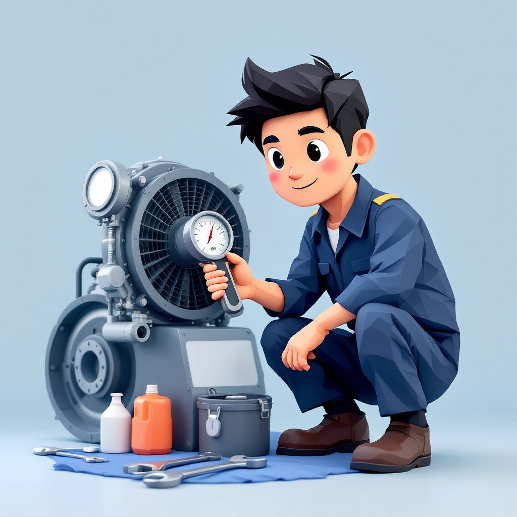 機関据付・試運転エンジニアのキャラクターイラスト